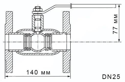Кран шаровый стальной фланцевый DN 25 PN 40