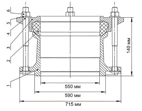 Муфта чугунная фланцевая универсальная DN 500 (527-544)