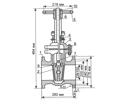 Задвижка чугунная 30ч6бр DN 150