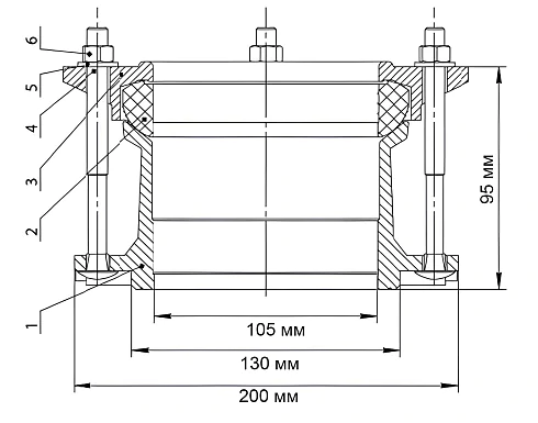 Муфта чугунная фланцевая универсальная DN 80 (88-103)