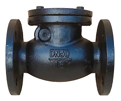 Клапан чугунный обратный поворотный фланцевый 19ч16бр Ру-10 DN 50